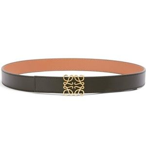 NEW - LOEWE Reversible Anagram Belt (Tan/Black/Gold Hardware) 75cm